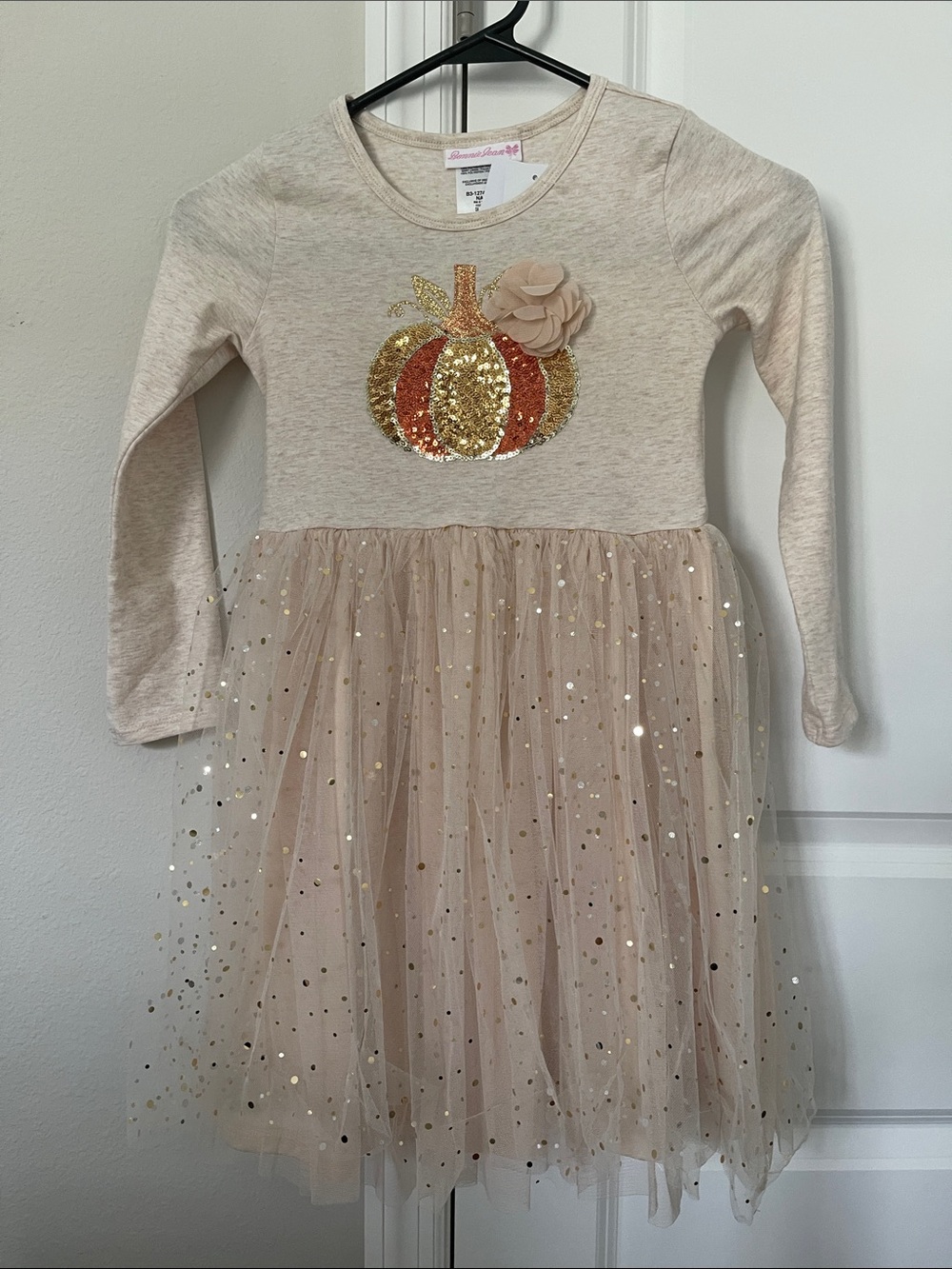 Bonnie Jean Sequin Pumpkin Sparkle Tulle Dress Sz 6X NWT